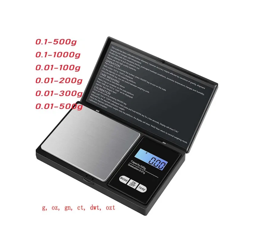 Willowhaven Siyah 500g 0.01g Hassas Cep Terazisi Altın Gram Elektronik Mini Baskül Siyah