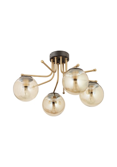 Edin 4Lü Siyah Eskitme Bal Camlı Modern Genç Odası Yatak Odası Salon Avize