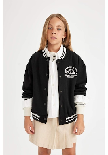 Defacto Kız Çocuk Kolej Yaka Kalın Kumaş İçi Yumuşak Tüylü Bomber Hırka A4816A824AUBK81 Siyah Defacto Kız Çocuk Kolej Yaka Kalın Kumaş İçi Yumuşak Tüylü Bomber Hırka A4816A824AUBK81 Siyah