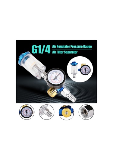 Ximistore9 Metal Hava Filtresi Ve Regülatörü - 0-1mpa Ayarlanabilir Basınç Kontrolü, 1/4" Bağlantı, Gümüş Manometre