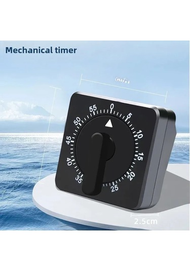 Symbee Küçük Kare Mutfak Mekanik Zamanlayıcı - Pil Gerektirmeyen, Doğal Enerji, Kesin Zamanlama, Dekoratif Ve Dayanıklı Siyah