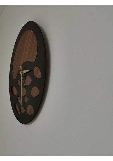Nova Model Ahşap Duvar Saati 50 X 50 Cm Sessiz Mekanizma Siyah Ceviz Renk