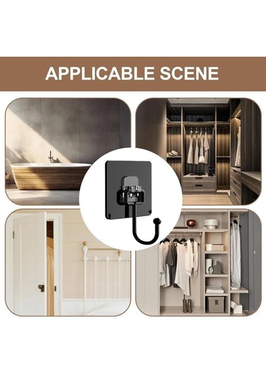 Youmex Banyo İçi 5'li Sabitlenmiş Kromlu Kanca Seti - Suya Dayanıklı, Zımba Olmadan Kurulum, 6.7x6.7 Cm Siyah Diğer