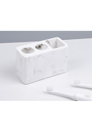 Willowhaven 14 Cm Modern Nordic Tarzı Banyo Masaüstü Organizatör - Diş Macunu Ve Fırça Depolama Reçine Aksesuar 2 Adet Beyaz Gri