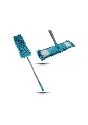 Cod-Ex Makarna Şönil Kuru Nemli Palet Tablet Mop Yedek Seti Takımı Mop 5’li 80 CM + Mop Tutucu + Sap