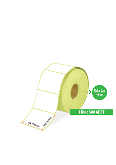Termal Barkod Etiketi 80x100mm 1 Rulo 500 Sarım