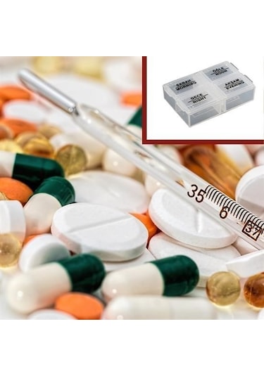 Ams Net 4 Öğün Günlük Hap İlaç Saklama Taşıma Kutusu İlaç Hatırlatıcı Beyaz