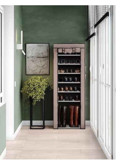 2s.k Kumaş Kılıfı Olan Ayakkabı Saklama Dolabı 220737655 Kahverengi