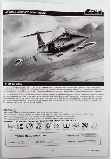 Kinetic K48127 1/48 Cf-104 Starfighter Savaş Uçağı, Plastik Model Kiti