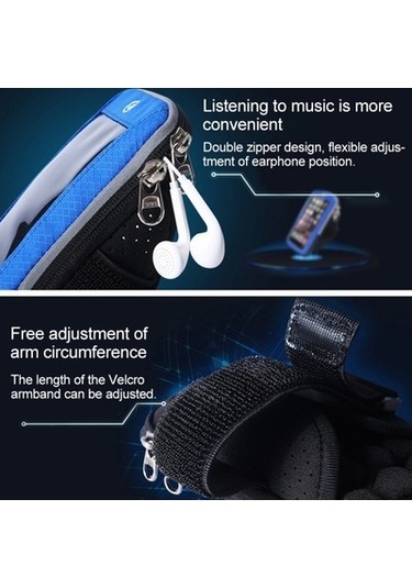 Zcjb Yıpınu Ya19 Açık Spor Fitness Su Geçirmez Dokunmatik Ekran Cep Telefonu Kol Çantası Siyah Siyah
