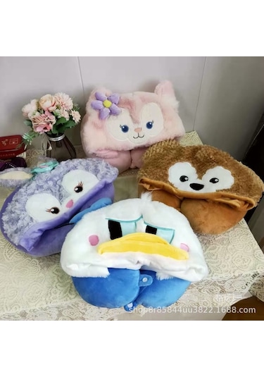 Sevimli Peluş Kapüşonlu U Şeklinde Yastık-feifei