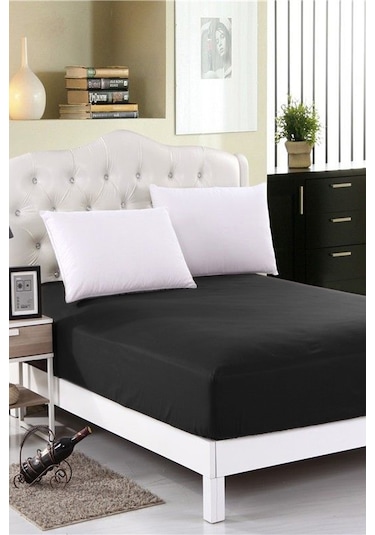 Stk Lastikli Çarşaf Çift Kişilik Düzrenk Freshcolor Siyah