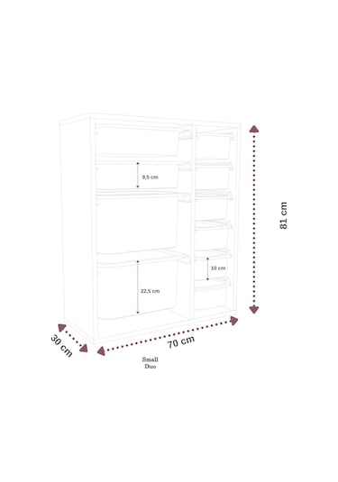 %100 Mdf - Small Duo 10 Sepetli Oyuncak Dolabı Pembe