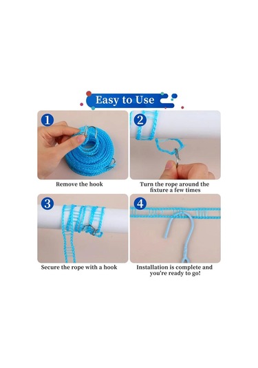 Kalınlaştırılmış Çamaşır İpi Kaymaz Rüzgar Geçirmez Çamaşır Askısı İpi Taşınabilir Ev Çamaşır Malzemeleri Kamp Aksesuarları Rastgele Renk Mavi