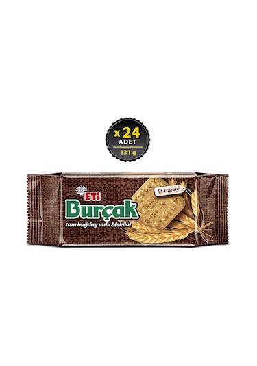 Eti Burçak Tam Buğday Unlu Bisküvi 24 x 131 G