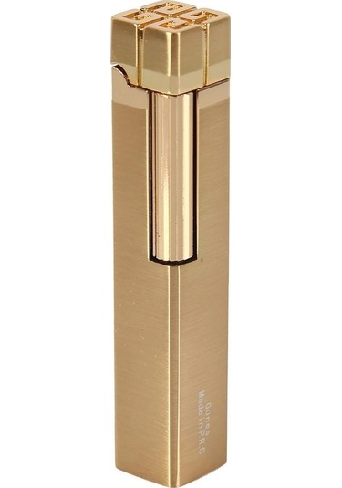 Parmida Slim Kare Metal Çakmak Gold Taşlı Gazlı