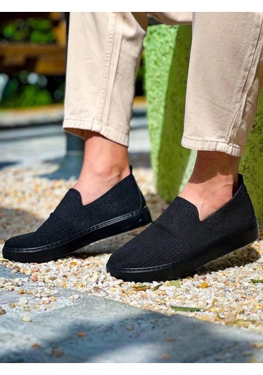 Siyah Triko Siyah Yüksek Taban Bağcıksız Günlük Erkek Ayakkabısı Siyah1 Siyah