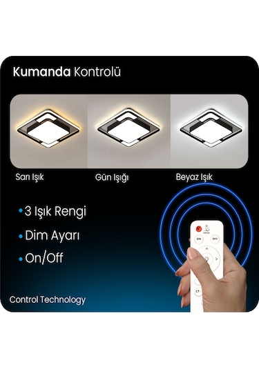 Işık Karesi Tavan Lambası,modern Led Aydınlatma Siyah