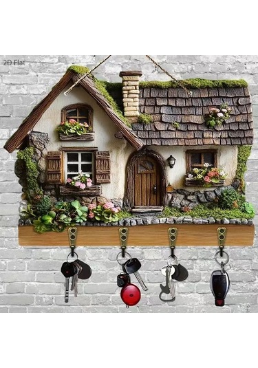 Ahşap Anahtarlık Ve Dekoratif Duvar Panosu, 4 Askılı 0005