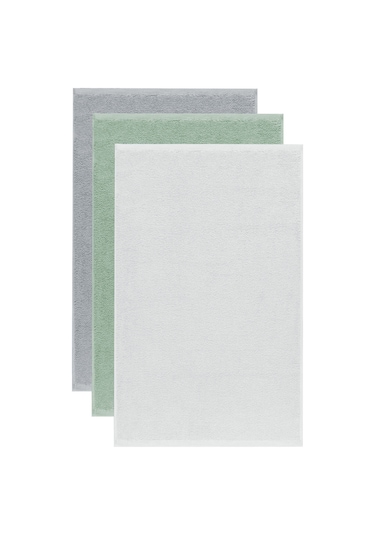 3 Lü Renkli El Yüz Havlu Seti %100 Pamuklu Natural Harmony Yeşil