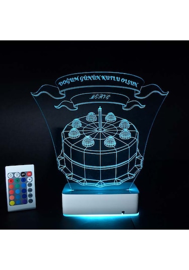 Kişiye Özel 3D Led Doğum Günü Pastası Lamba