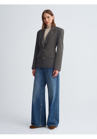 Dilvin 60774 Fitted Kesim Vatkalı Blazer-haki Haki
