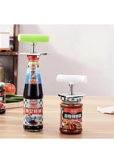 Youmex Yeşil Metal Kavanoz/şişe Açıcı, 9 Cm, Konforlu Abs Kolu, 2.5-9.5 Cm Kapak Çapı, Ev Gereci Yeşil