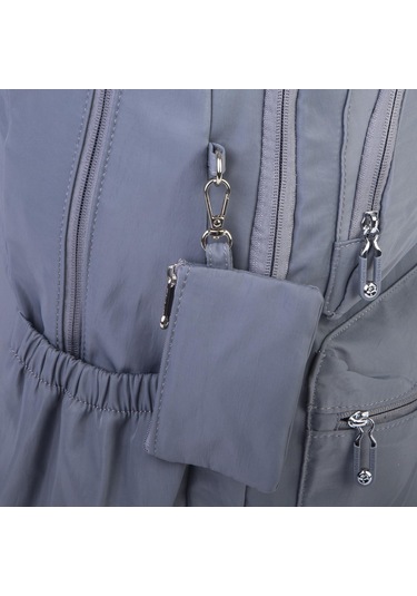 Nas Bag Unisex Büyük Boy Hafif Çok Gözlü Sırt Çantası Gri Gri