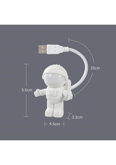 Astronot Usb Gece Lambası Esnek Kablolu Pc Laptop Klavye Aydınlatma Işığı