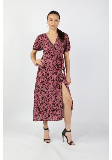 Kadın Viskon Pembe Elbise Pembe