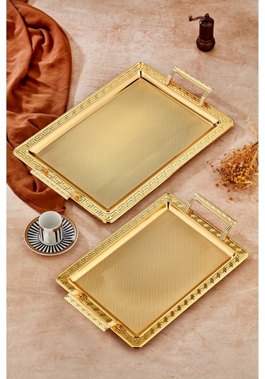 Cooker Özel Lüx Kare Paslanmaz Çelik Gold Tepsi Büyük Boy 100x120 Cm Altın