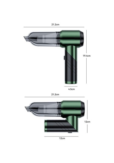 Suıtu St-6670 El Küçük Fırçasız Emiş Gücü Katlanabilir Akülü Araç Süpürgesi Koyu Yeşil