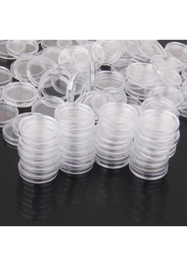 Suntek Temizle Plastik 25mm Sikke Tutucu Kapsül Kutuları Para