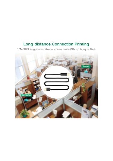 Ebitda 10 Metre Ugreen Usb Yazıcı Kablosu Genişletici, Usb 2.0 Aktif Kablo