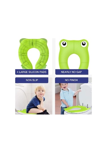 Sones Kurbağa Şeklinde Pp Malzeme Çevre Koruma Çocuk Seyahat Taşınabilir Tuvalet Oturağı Yeşil