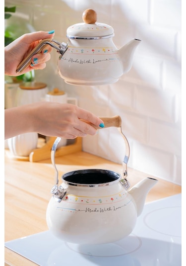Made With Love Emaye Çaydanlık Takımı - 1/2 Lt Renkli