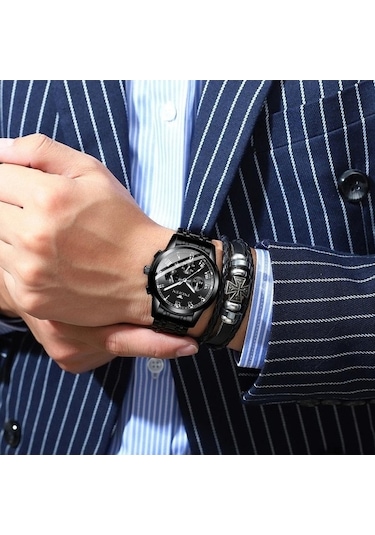 Novahub Fngeen 4006 Erkek Kuvars Saat, Siyah Deri, Çelik, Siyah Yüzey Çok Renkli Tasarım Çok Renkli