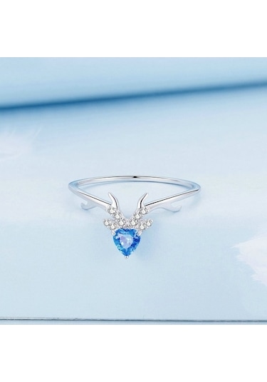 Fastbuy Bsr338 S925 Beyaz Altın Plated Mavi Kalp Venek Zirkonya Aksesuar Giyilebilir El Ringi No.6 Çok Renkli Çok Renkli