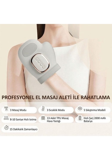 Sunup Sn-30763 Isı Kompresyonlu Akıllı El Masaj Cihazı
