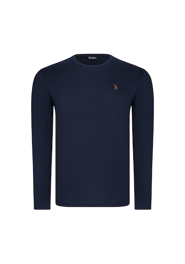 T8588 Dewberry Bisiklet Yaka Uzun Kol T-shırt-açık Lacivert Açık Lacivert