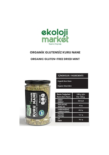 Ekoloji Market Organik Glutensiz Kuru Nane 30 G