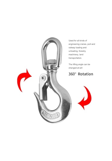 Tenfowee 304 Paslanmaz Çelik 360 Derece Döner Yük Kanca, 150kg Yük Kapasitesi, Mühendislik Vinçleri İçin Dayanıklı Güvenli Asma Aracı