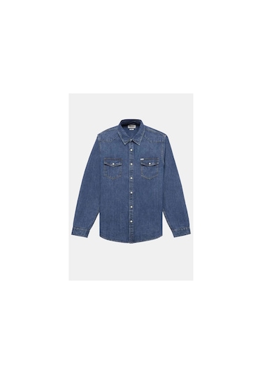 Guess Erkek Mavi Slim Uzun Kol Denim Gömlek Mavi