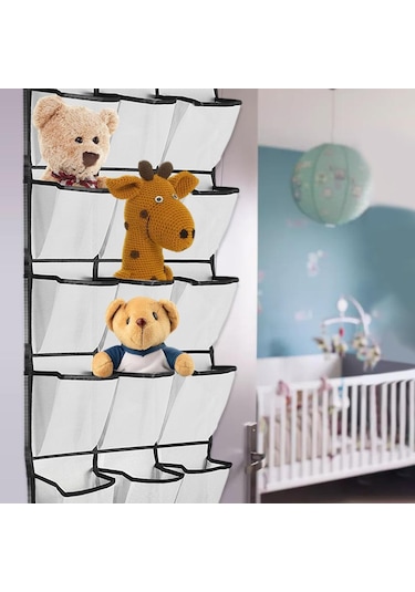 Suntek 30 Büyük Cepli Çift Taraflı Asılı Ayakkabı Rafı Beyaz