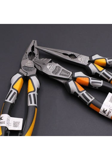 Gajeena Endüstriyel Elektrikçi Testere: Krom-vanadyum Çelik, Tel Kesme, Uçlu/eğik Ağız Seçenekli 8 İnç Profesyonel Pense Turuncu