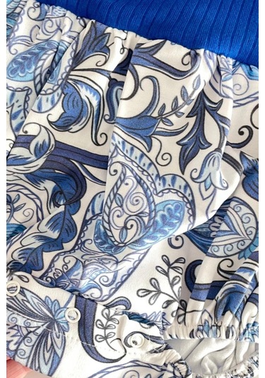 Kız Bebek Kokina Çiçeği Tek Omuz Romper Tulum Mavi