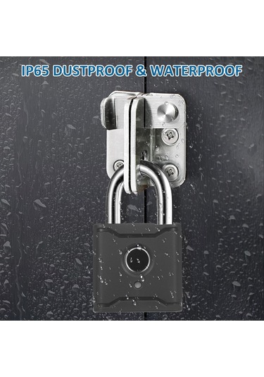 Hallow T1004d Akıllı Bt Parmak İzi Asma Kilit Şarj Edilebilir Siyah