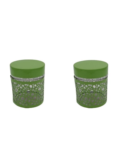 Fidex Home 2'li Renkli Cam Kavanoz Saklama Kabı 250ml Yeşil