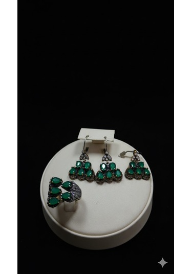 Otantik Yeşim Taşı Gümüş 3 Lü Set Bronz