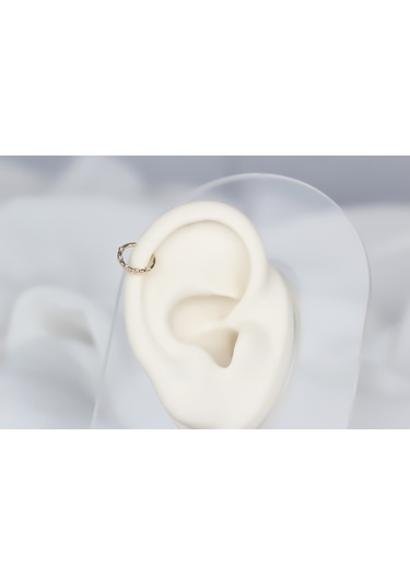 Glorria Altın Beş Taş Halka Piercing Sarı